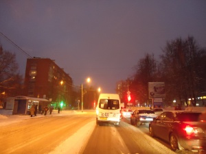 Уборка улиц от снега в Долгопрудном